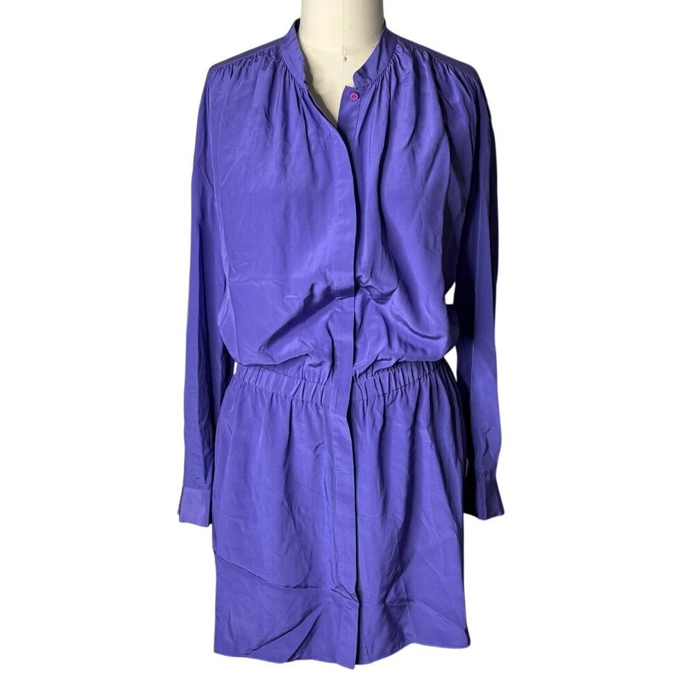 DVF Diane von Furstenberg Deandra Purple 100% Silk Shirtdress Mini Size 6